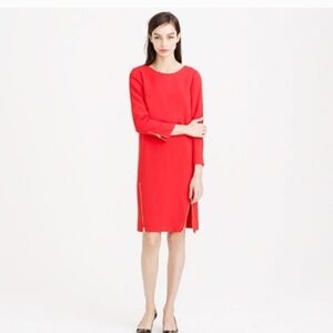 J. Crew Vibrant Red Long Sleeve Dress